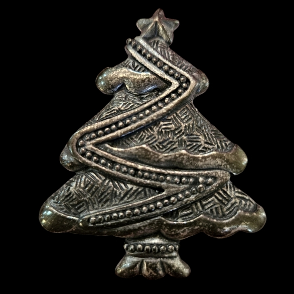 Newpro Signed Pewter Christmas Tree ‎ Brooch Pin